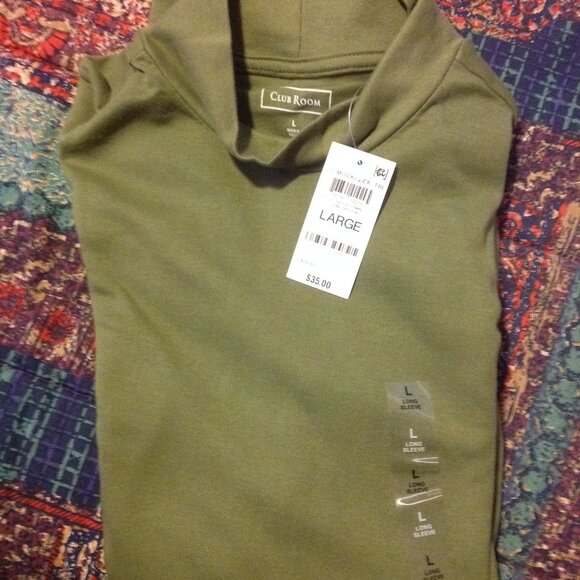 Club Room Men's Large Mock Turtleneck Lt Green Long Sleeve Shirt-New with Tags - Picture 2 of 6